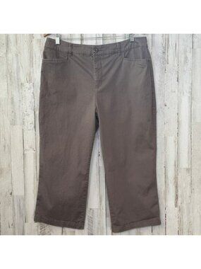 Croft Barrow Cotton Capri Pants Size 14 Chocolate Brown EUC Preppy Minimalist
